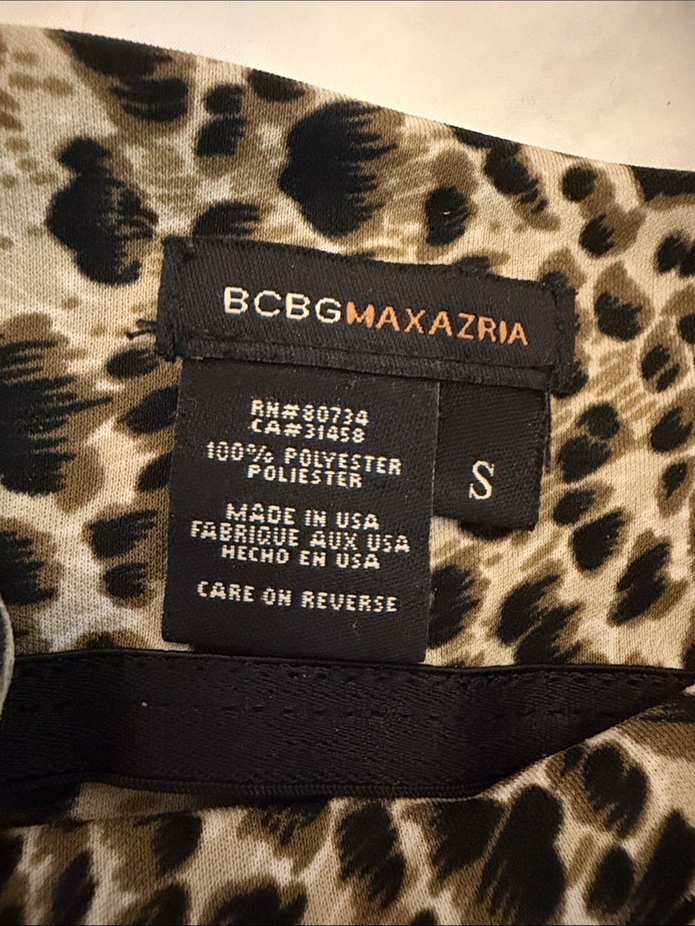BCBGMaxAzria Leopard Print Slip Dress in Black and Tan - Picture 3 of 3